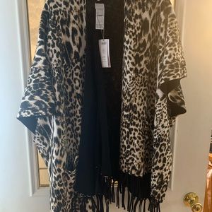 Chicos Cheetah Ruana with Fringe